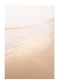A warm, soft beach in a misty haze creates peace and tranquility.-1