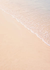 Une plage de sable rose caresse les douces vagues de l'océan.-7