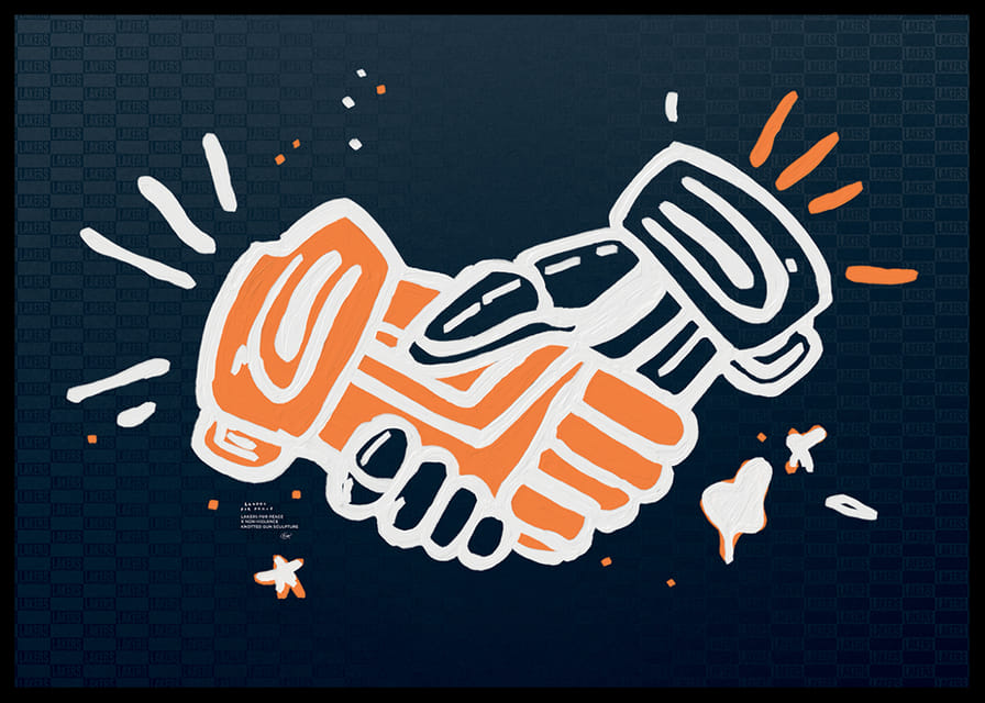 Lakers For Peace Handshake Non-Violence No1-12