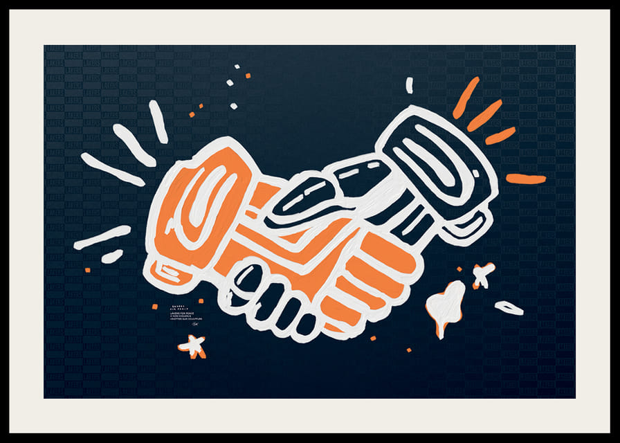 Lakers For Peace Handshake Non-Violence No1-12