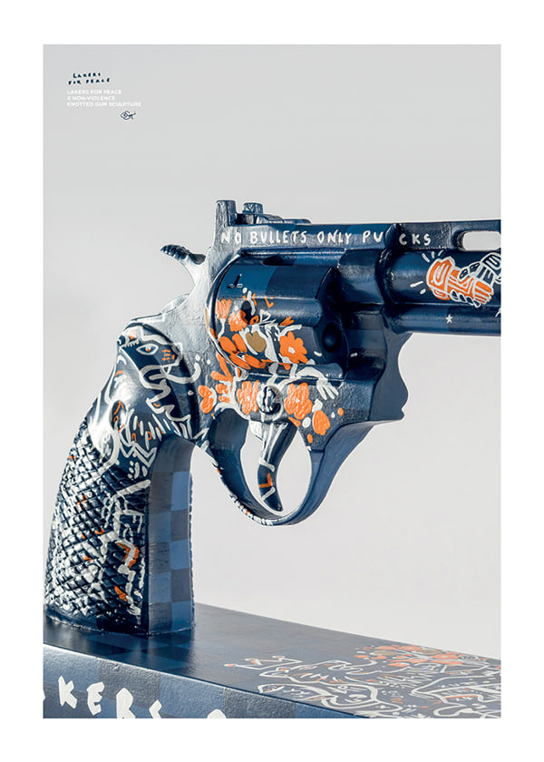 Poster Lakers For Peace Knotted Gun Non-Violence No4