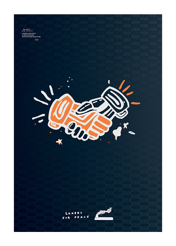 Poster Lakers For Peace Handshake Non-Violence No2