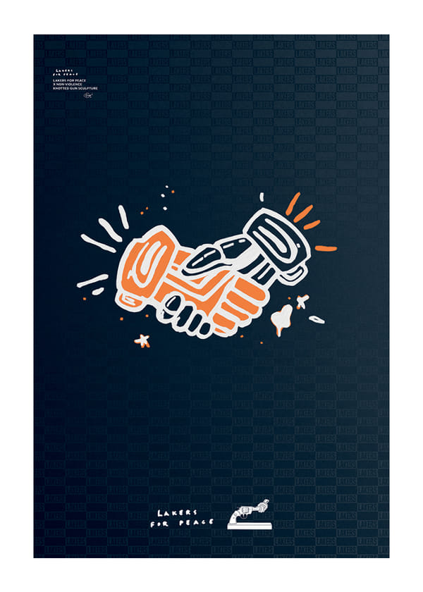 Poster Lakers For Peace Handshake Non-Violence No2