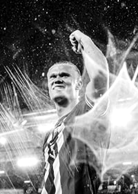 Erling Braut Haaland Norge FIFA World Cup Qualifier 2025 B&W-7