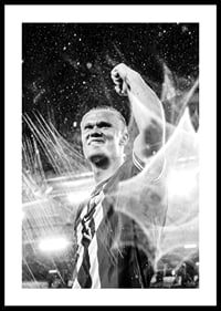 Erling Braut Haaland Norge FIFA World Cup Qualifier 2025 B&W-0