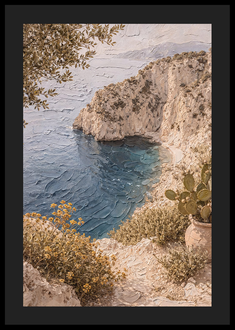 Harmonisk kyst med klipper og klart blått hav.-12