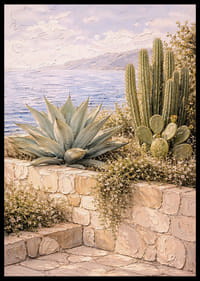 Les cactus en bord de mer créent une atmosphère harmonieuse et ensoleillée.-6