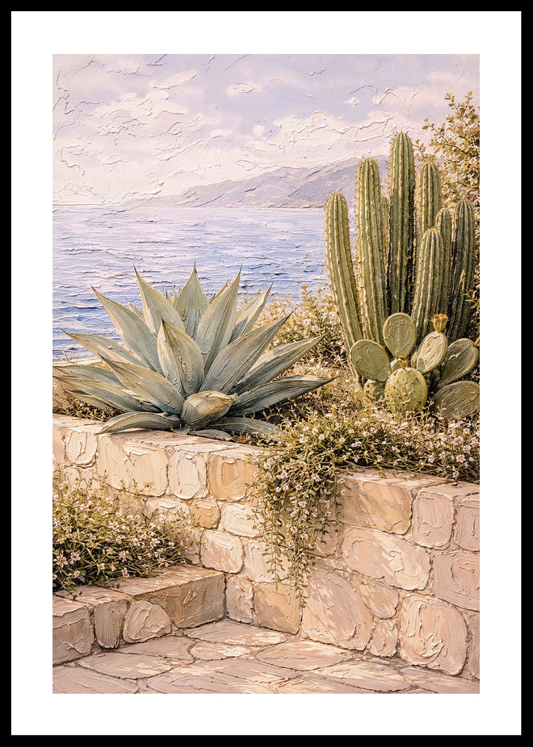 Les cactus en bord de mer créent une atmosphère harmonieuse et ensoleillée.-12