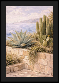 Les cactus en bord de mer créent une atmosphère harmonieuse et ensoleillée.-4