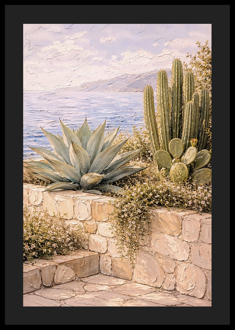 Les cactus en bord de mer créent une atmosphère harmonieuse et ensoleillée.-12