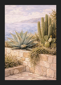 Les cactus en bord de mer créent une atmosphère harmonieuse et ensoleillée.-5