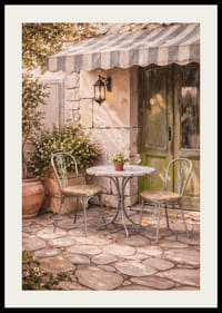 Napos kövek egy francia kávézó erkélyén.-2