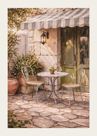 Napos kövek egy francia kávézó erkélyén.-3