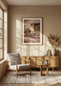 Napos kövek egy francia kávézó erkélyén.-8