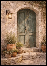 Charming Mediterranean entrance with natural beauty.-6