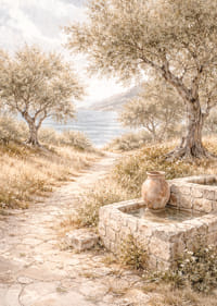 O alee liniștită mărginită de măslini, lângă mare.-7