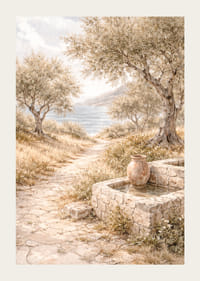 O alee liniștită mărginită de măslini, lângă mare.-3