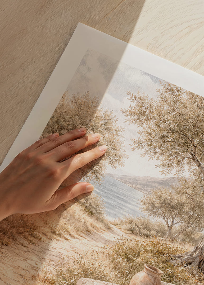 O alee liniștită mărginită de măslini, lângă mare.-12