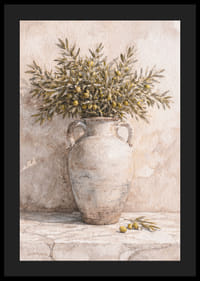 Ramuri de măslin într-o urnă antică pe un fundal rustic.-4