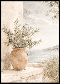 Peisaj mediteranean cu ramuri de măslin și tonuri deschise.-6