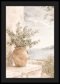 Peisaj mediteranean cu ramuri de măslin și tonuri deschise.-4