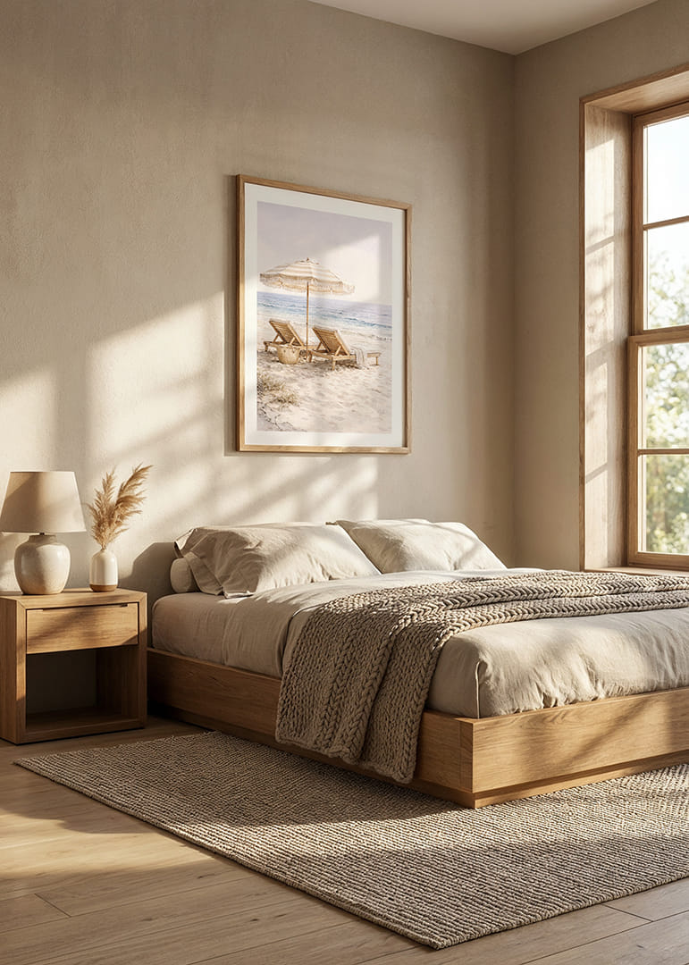 Pihentető tengerparti jelenet napozóágyakkal a tengerparton.-12