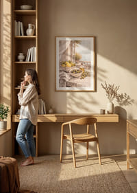 Vedere liniștită a lămâilor și măslinelor lângă o mare însorită.-8