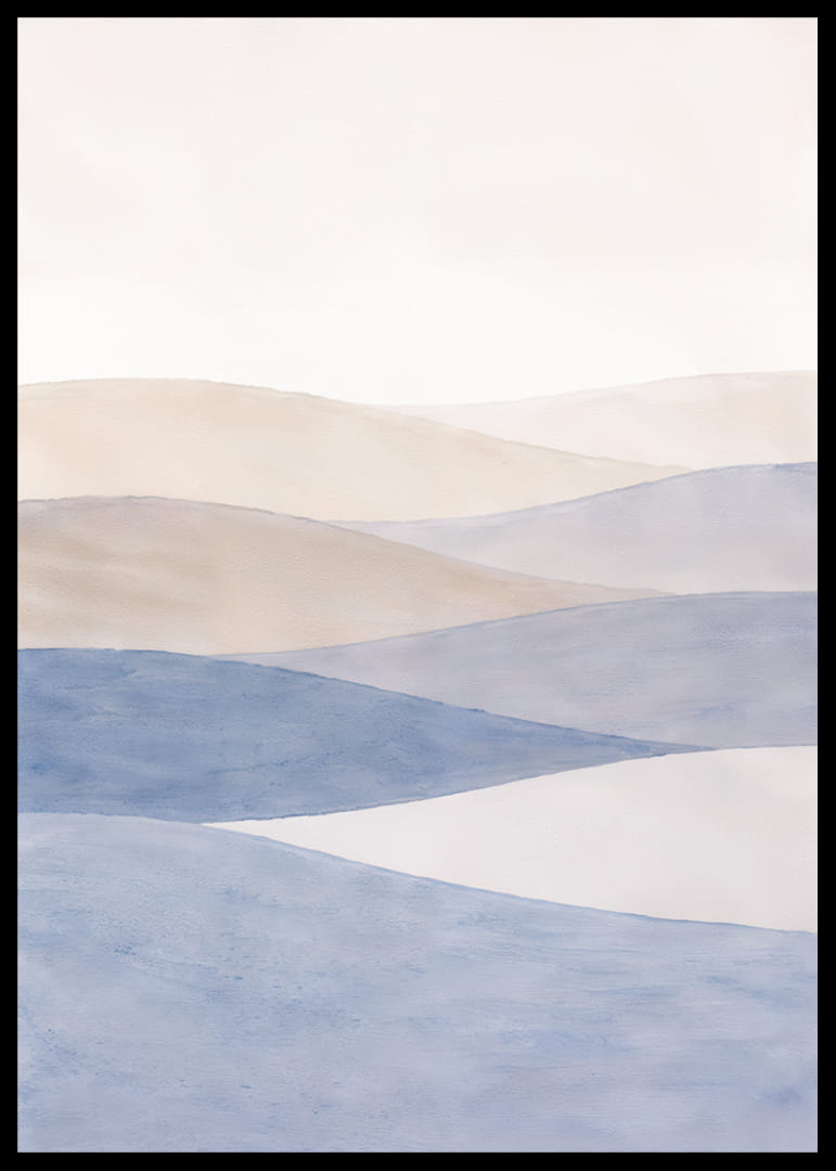 Myke blå og beige bølger feier over et rolig landskap.-12