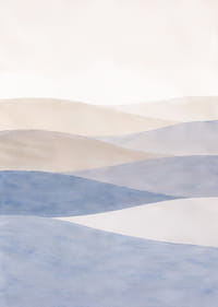 Myke blå og beige bølger feier over et rolig landskap.-7