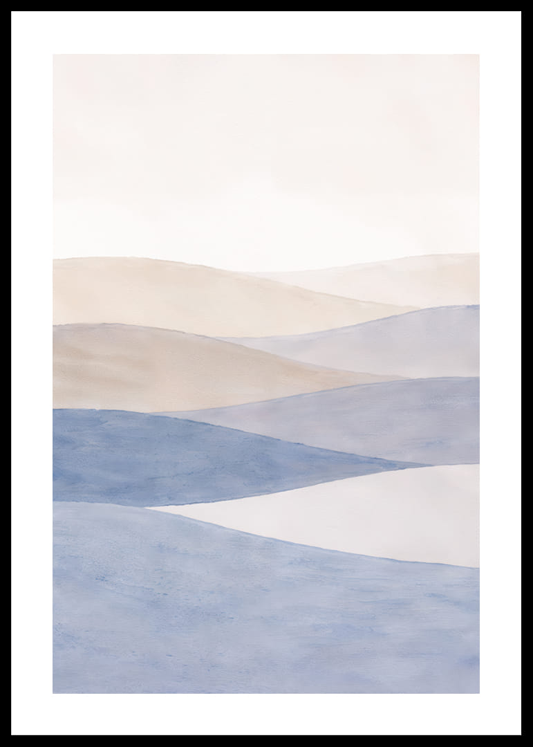 Myke blå og beige bølger feier over et rolig landskap.-12