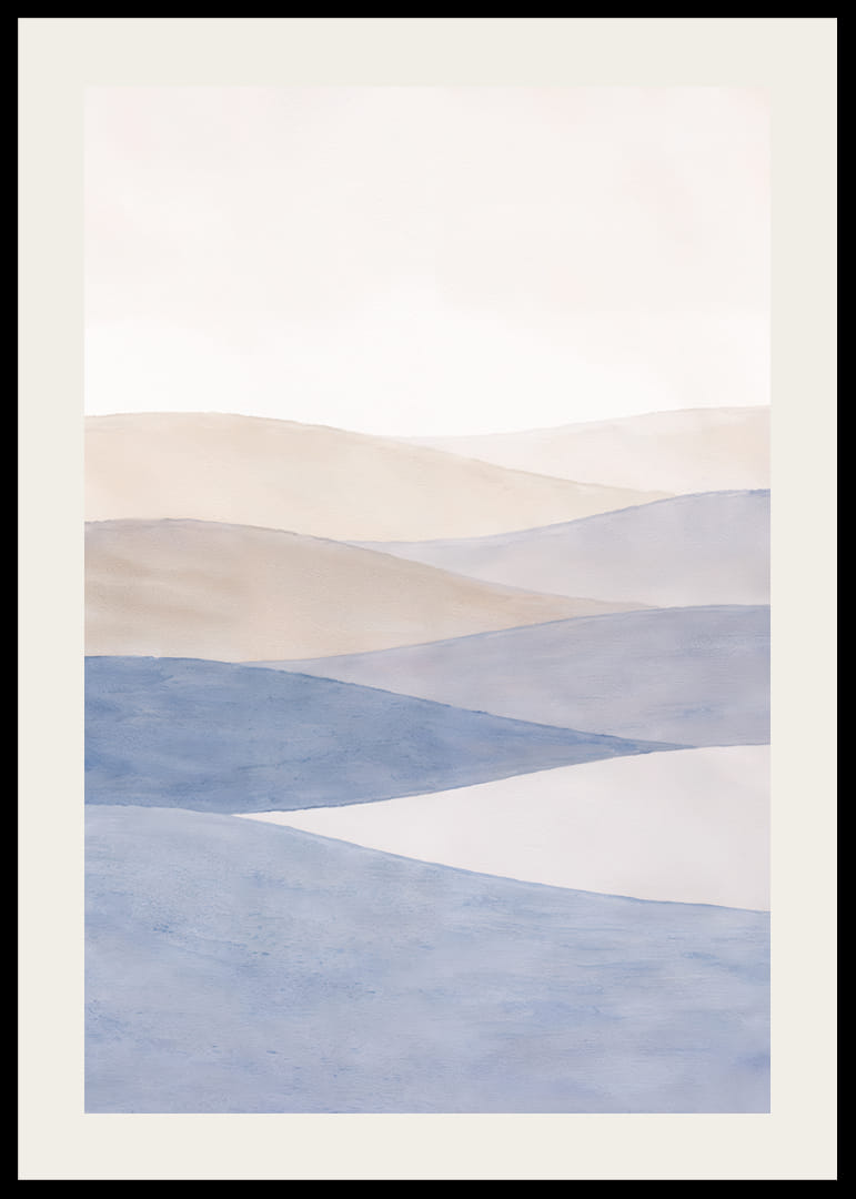 Myke blå og beige bølger feier over et rolig landskap.-12