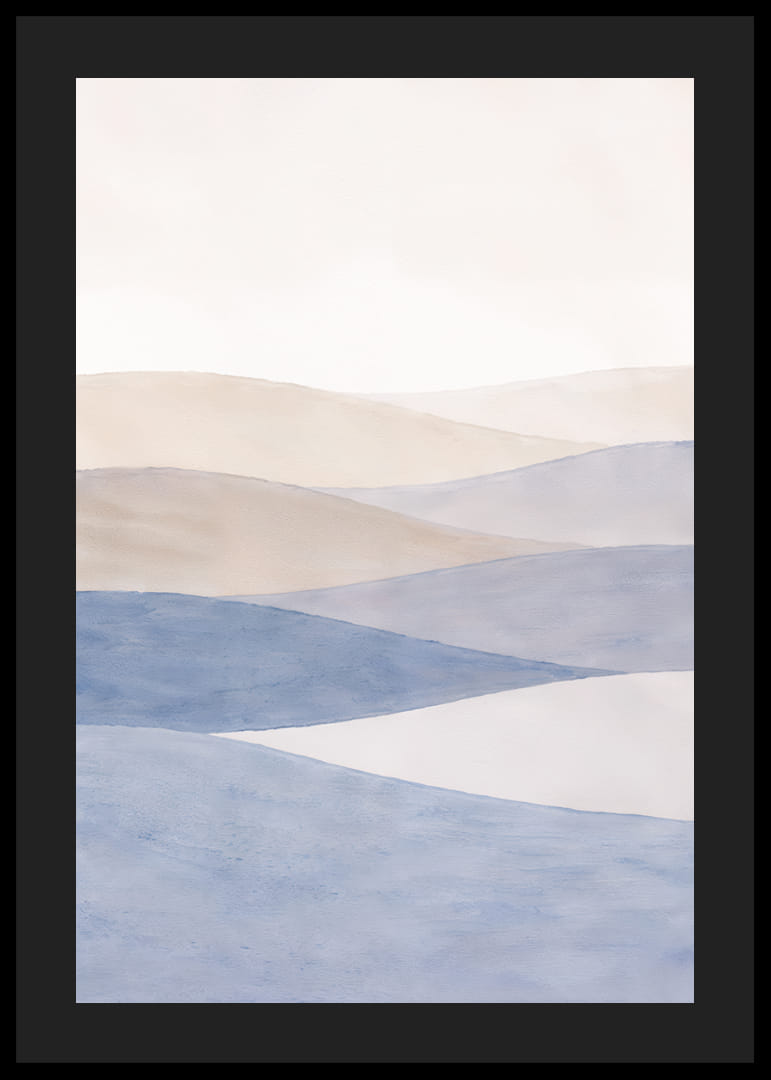 Myke blå og beige bølger feier over et rolig landskap.-12