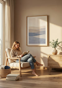 Myke blå og beige bølger feier over et rolig landskap.-8