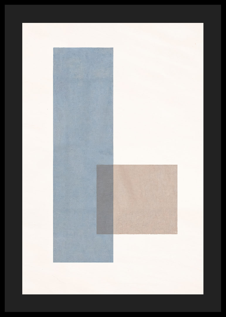 Soft harmony of blue and beige rectangles in perfect balance.-12