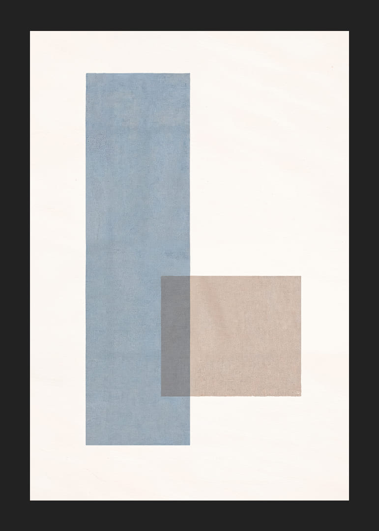 Myk harmoni av blå og beige rektangler i perfekt balanse.-12