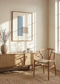 Myk harmoni av blå og beige rektangler i perfekt balanse.-8