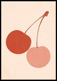 Two cherries in harmonious earth tones against a soft background.-6