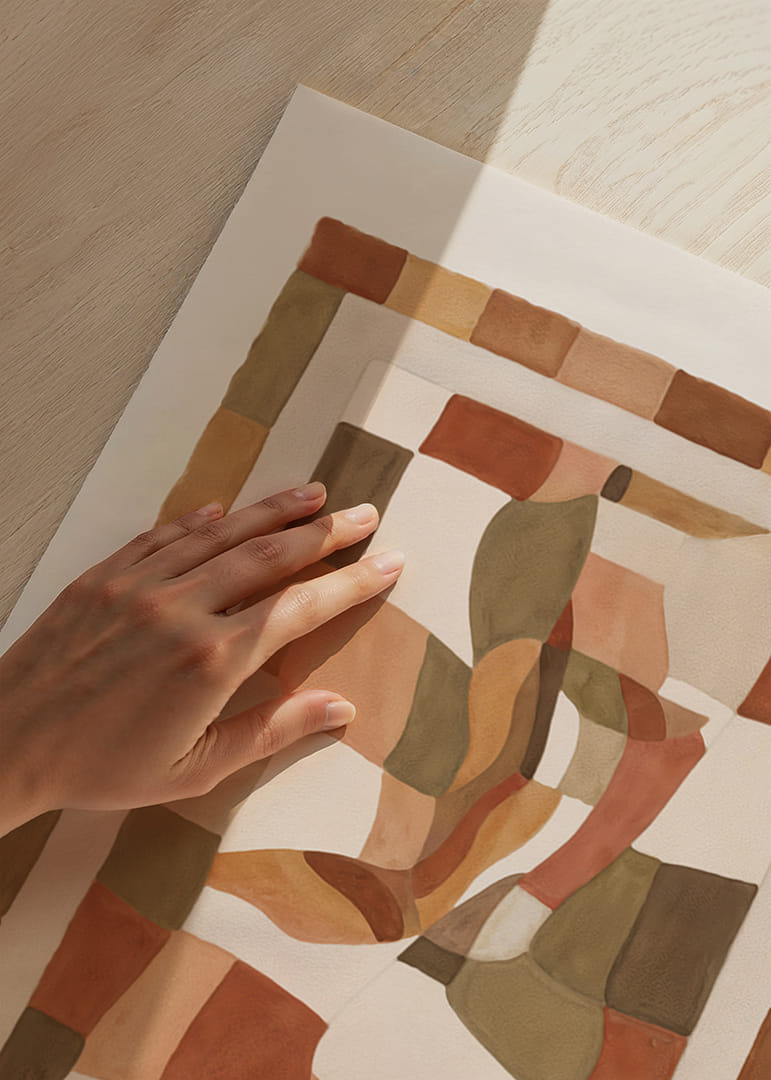 Abstrakte jordfarger skaper en varm og innbydende følelse.-12