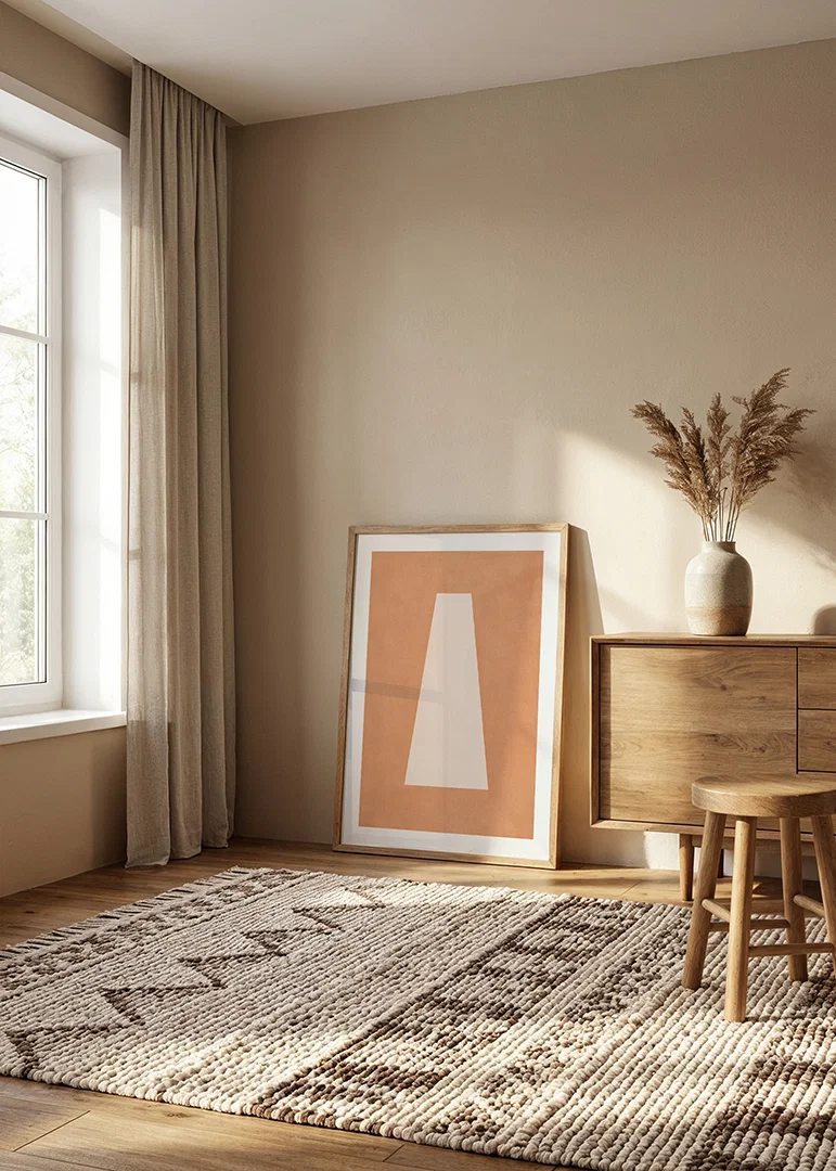 A calming poster with earthy tones and abstract simplicity.-12