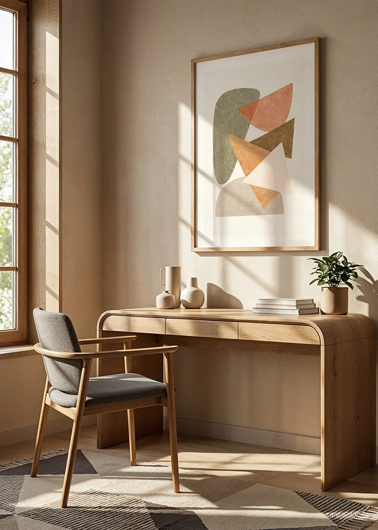 Soft shapes in earthy colors create calm and harmony.-12