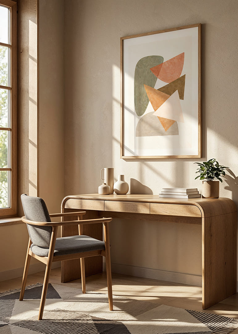 Soft shapes in earthy colors create calm and harmony.-12