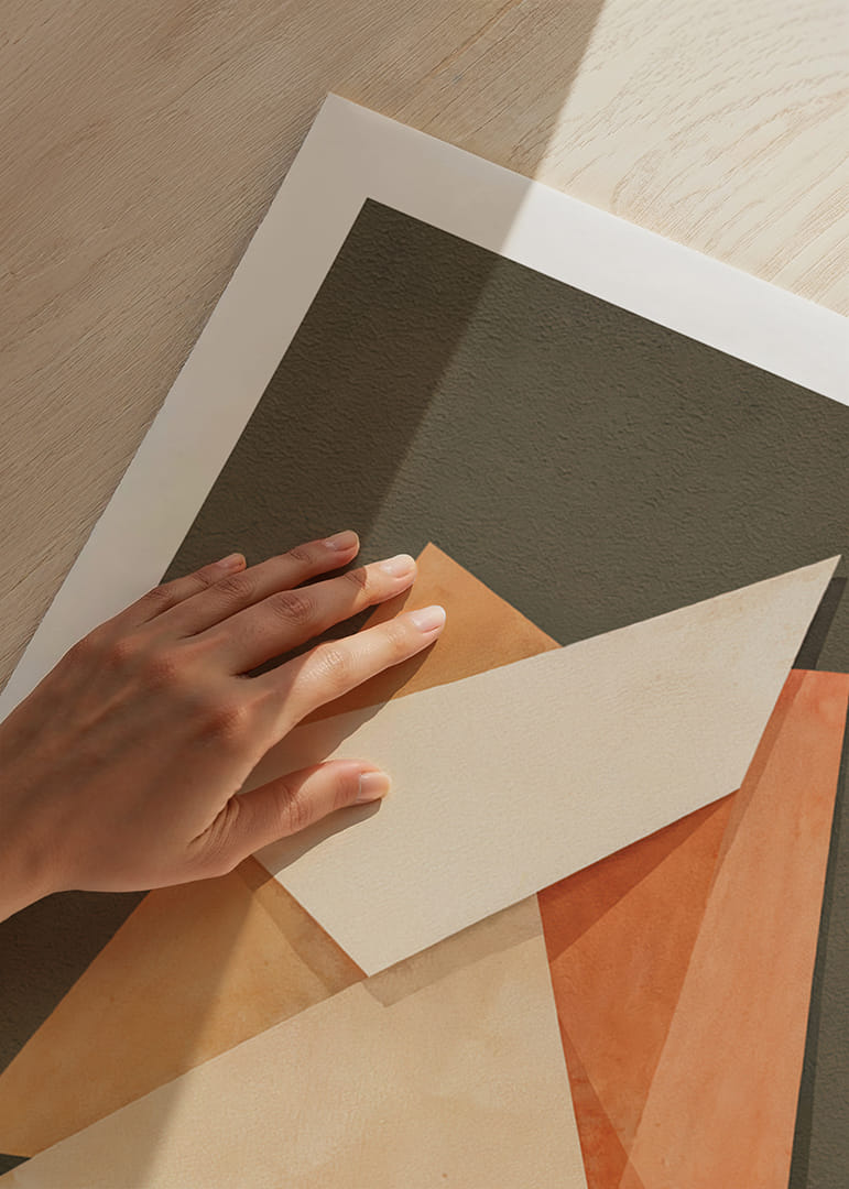 Gentle geometric shapes in earthy shades create harmony.-12