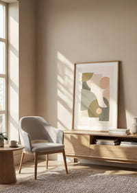 Bløde geometriske former i harmoniske jordfarver.-8