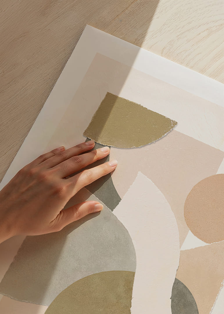 Bløde geometriske former i harmoniske jordfarver.-12