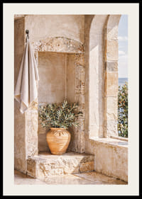 Een gezellig hoekje met een olijfpot in de zon.-2