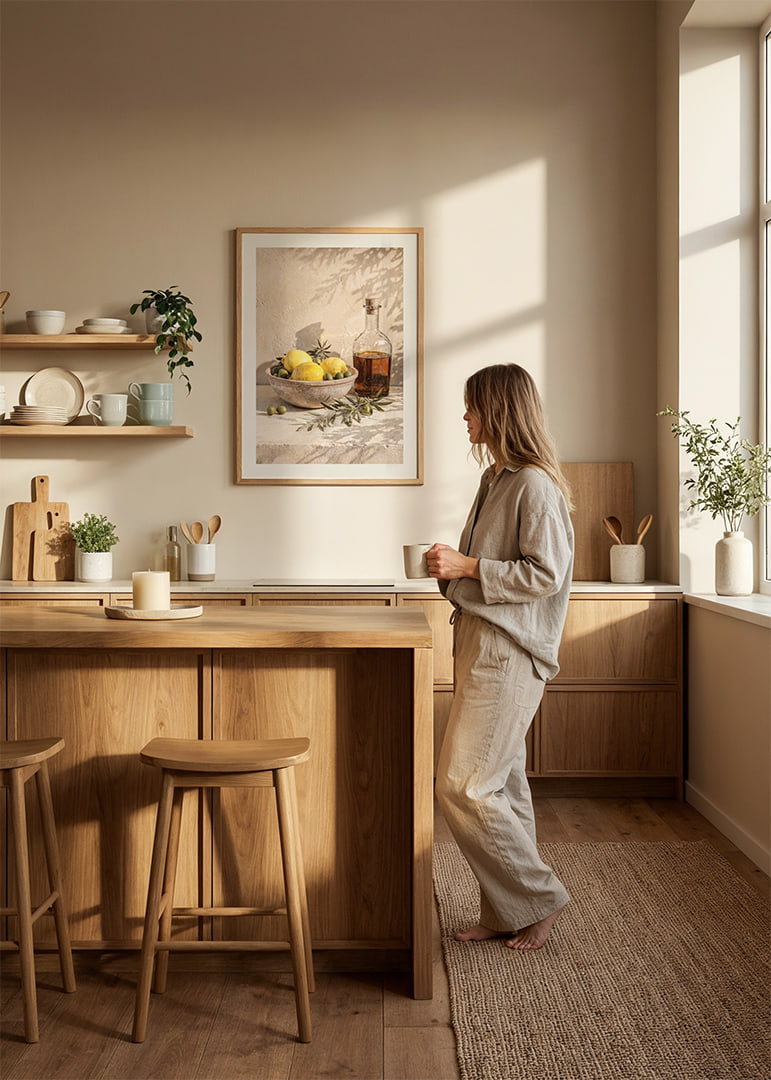 Solkyssta citroner med olivgrenar i rustik elegans.-12