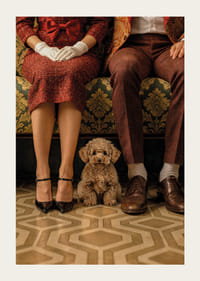 Une scène élégante avec un chien dans un décor vintage.-3