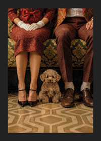 Une scène élégante avec un chien dans un décor vintage.-5