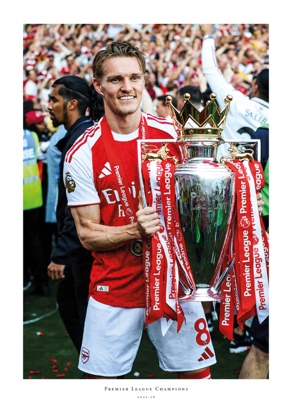 Affiche Arsenal Premier League Champions 2025-26 Martin Ødegaard No2