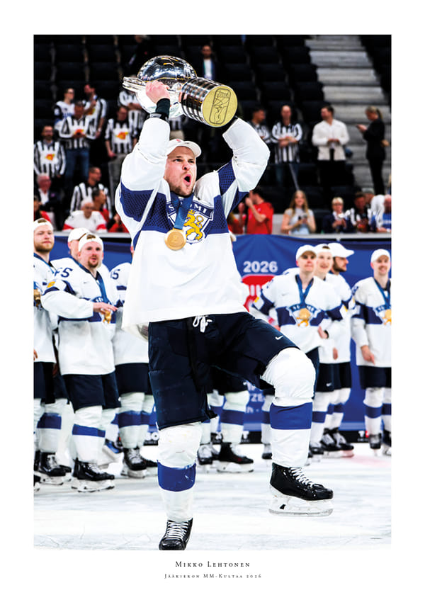 Juliste Mikko Lehtonen Jääkiekon MM-Kultaa 2026 Suomi